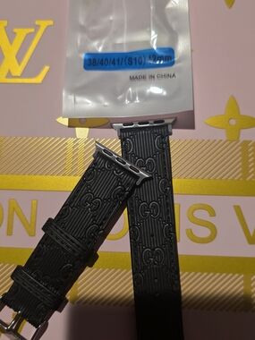 Black Embossed Apple Watch Strap